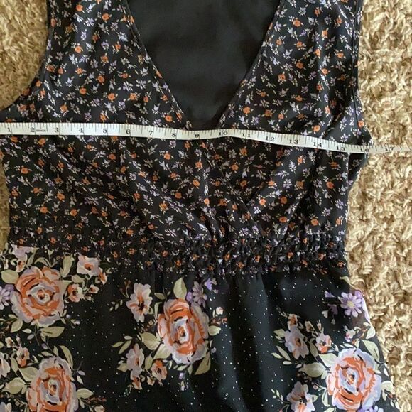 Anthro | Pins and Needles Black Floral Mini Dress - Picture 6 of 7